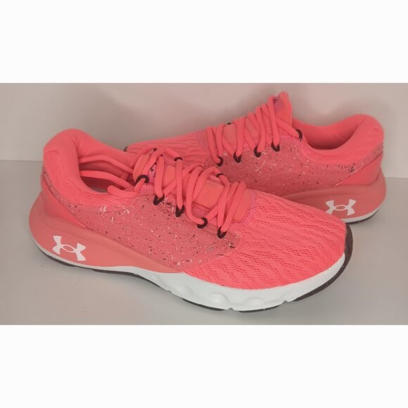 UNDER ARMOUR BRIGHT CORAL CHARGED VANTAGE PAINT SPLATTER RUNNING SHOES - Picture 1 of 6